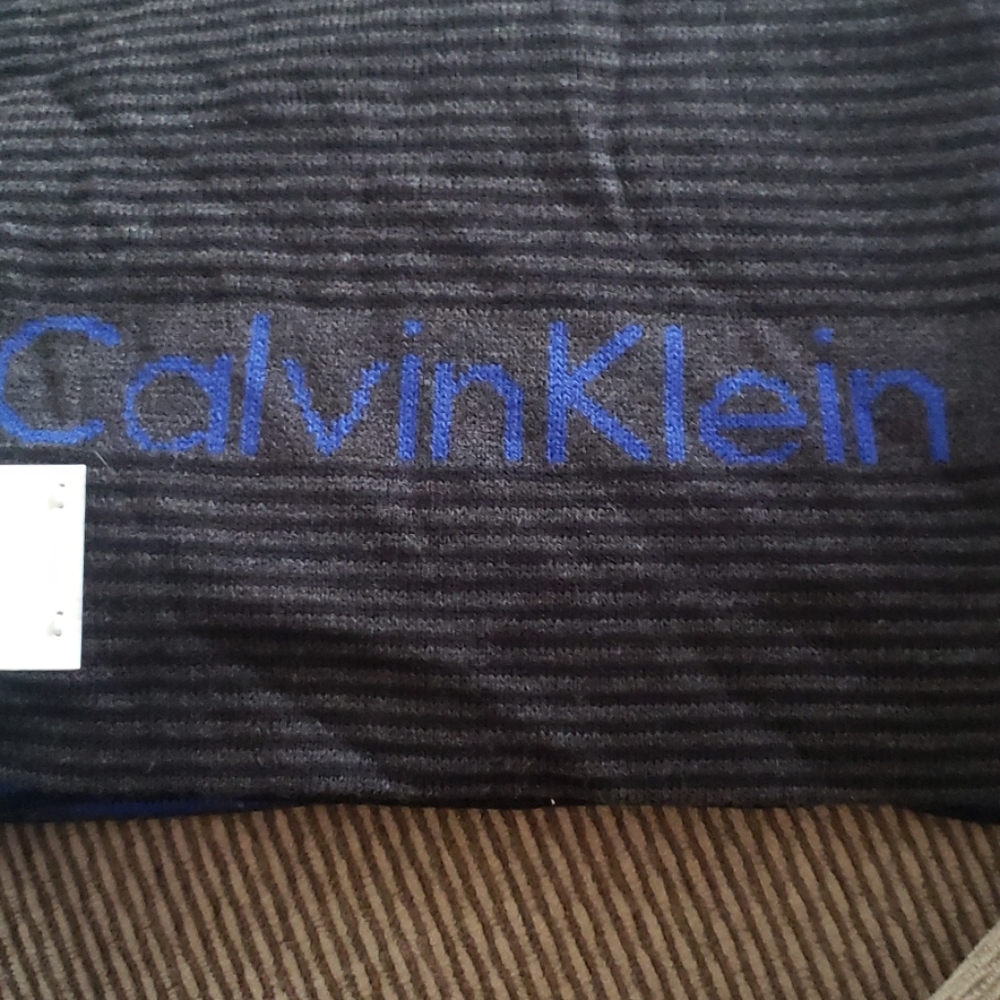Calvin Klein striped scarf blue & black